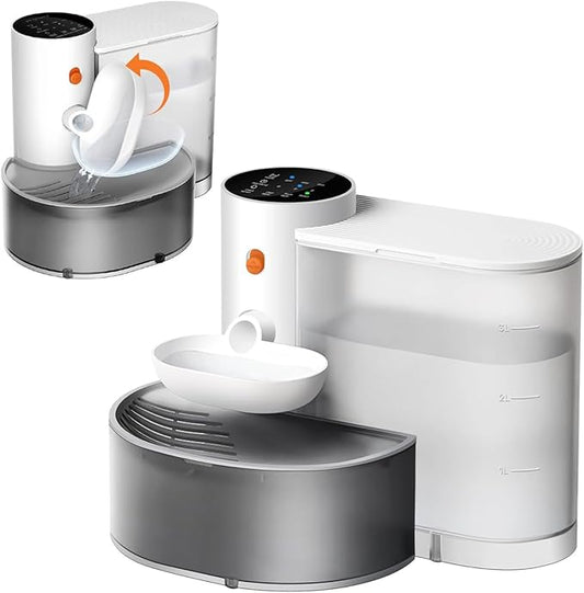 Automatic Smart Pet Water Fountain, 2025 Upgraded Cordless 3L/106oz Large Capacity, No Filter, Gravity Dispenser with Wastewater Separation, Quiet Design for Cats Dogs, Ensures Always Fresh Water