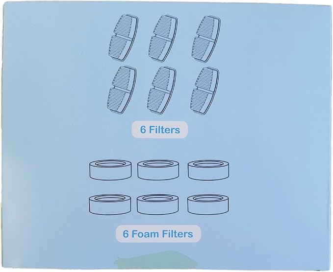 Cat Water Fountain Filters: 12 Cat Fountain Replacement Filter for FOFNON Pet Water Fountain - 3 Months Set of Pet Fountains Filter - Including 6 Pieces Filters + 6 Pieces Sponges