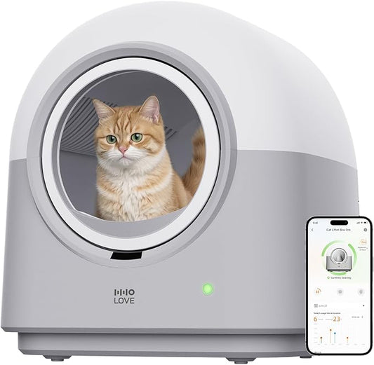 TYPro Self Cleaning Cat Litter Box Automatic Hands-Free Smart Robot self Cleaning Cat Litter Box for Multiple Cats with APP Control Safe with Litter Mat Waste Bags and Deodorizer