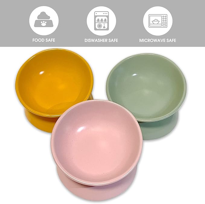 Ceramic Raised Cat Bowl, Cat Food Bowls Elevated Tilted, Ceramic Pet Bowl Whisker Friendly, Anti Vomit & Reduce Neck Burden for Food and Water (Cream-White)