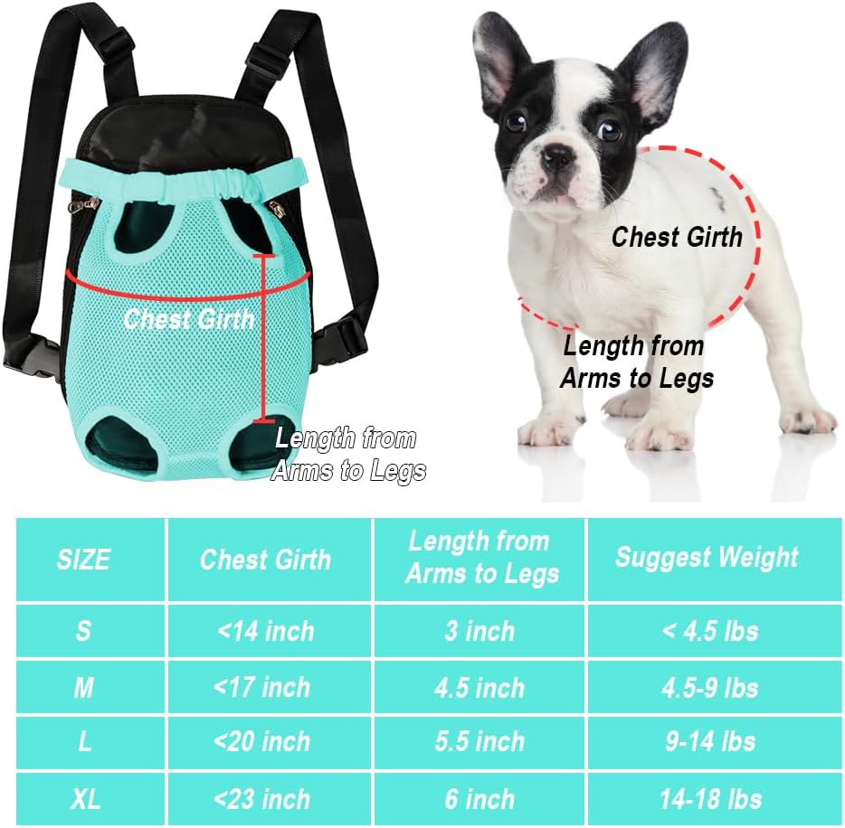 FEimaX Dog Carrier Backpack Pet Legs Out Front Cat Travel Bag, Adjustable Puppy Backpacks Carriers Hands-Free for Small Medium Dogs Cats Hiking Traveling Camping Daily Walking