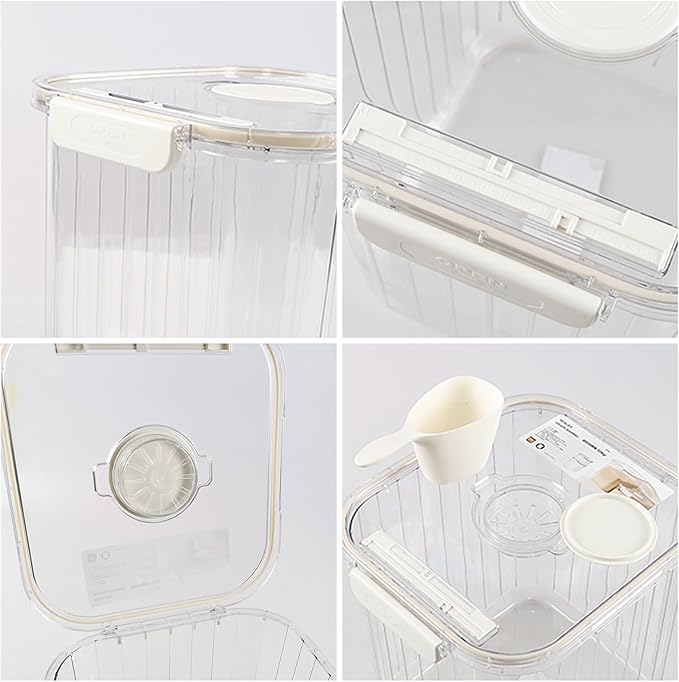 22 Lbs Airtight Rice Container with Cup, Clear Food Storage Container for Dry Food, 1 Pack