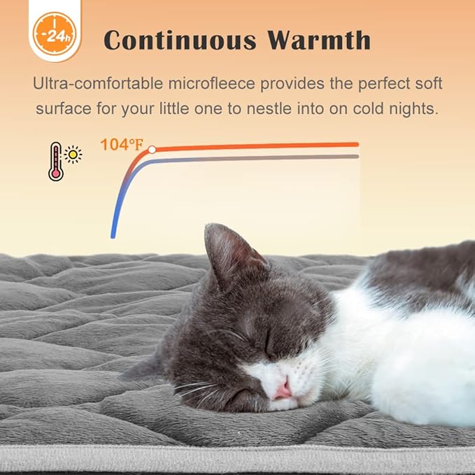 ULIGOTA Self-Warming Cat Bed and Heating Mat - Thermal Pet Bed for Dogs and Cats - Crate Pad