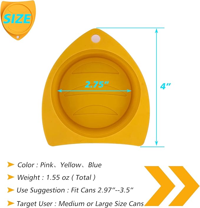 3 Pack Dog Cat Food Can Lids - Silicone Stretch Lids Covers for Pet Food Cans, Reusable Universal Size Fit Medium and Large Size Cans