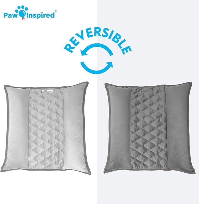 Paw Inspired Snuggle Bunny Bolster Bed for Rabbits, Cats, Dogs and Other Small Pets, Reversible Fleece Flop Bedding with Padded Sides (Gray/Light Gray)