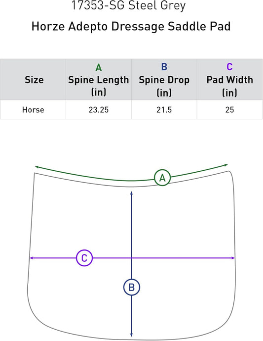 HORZE Adepto Quilted Quick-Dry Dressage Saddle Pad for Horses with Two-Tone Trim