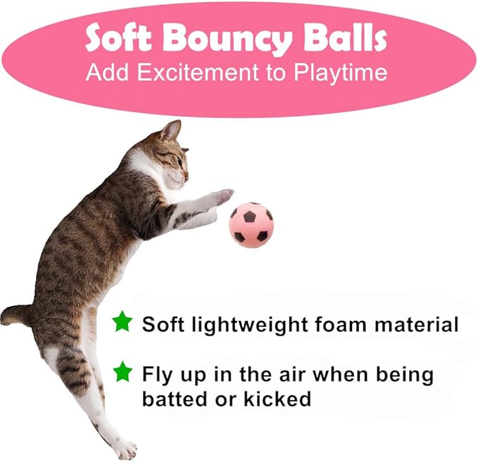 Foam Soccer Balls Cat Toys 100 Pack - Soft Cat Sponge Balls Toys for Indoor Cats, 1.65", Present Box.