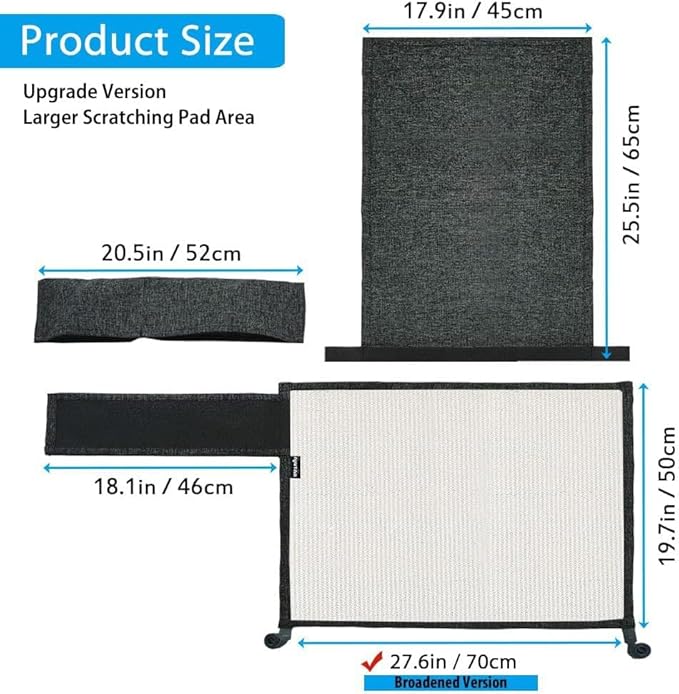 NATUYA Cat Scratch Couch Protector, Sisal Furniture Protector Cat Scratching Pad, Anti-Cats Scratch Sofa Armrest Couch Protective Shield with Pocket (Dark Gray, Fit Left or Right)