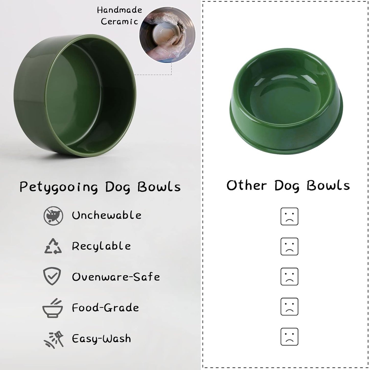 Petygooing 28 OZ Elevated/Raised Ceramic Dog Bowl for Small and Medium Breeds, Dog Food Water Dish with Stand,Pet Feeding Bowl Anti Slip Rubber for Small and Medium Dogs (3.6 Cups) Rust Green