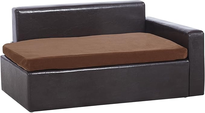 VEVOR Leather Dog Bed for Medium Size Dog, Douch Couch Pet Sofa for Puppy and Cats, Washable Pet Couch and Chair, 50lbs Load Capacity, Black