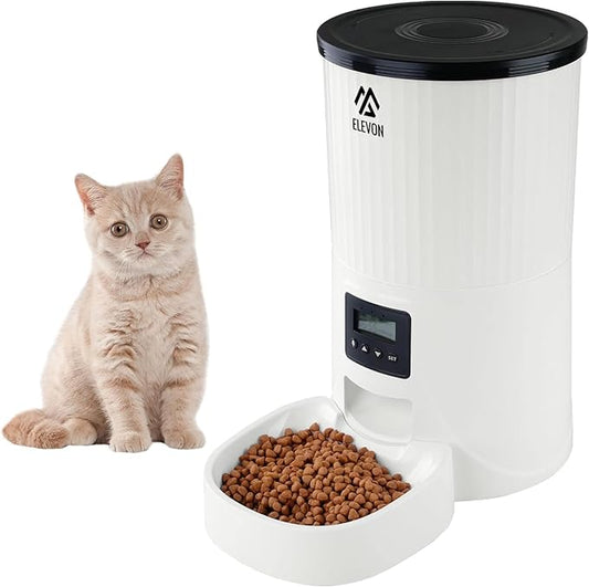 4L Automatic Cat Feeder – Programmable Dog & Pet Food Dispenser with 10s Voice Recorder, Portion Control, Desiccant Bag, Large Capacity for Small Large Pets, White