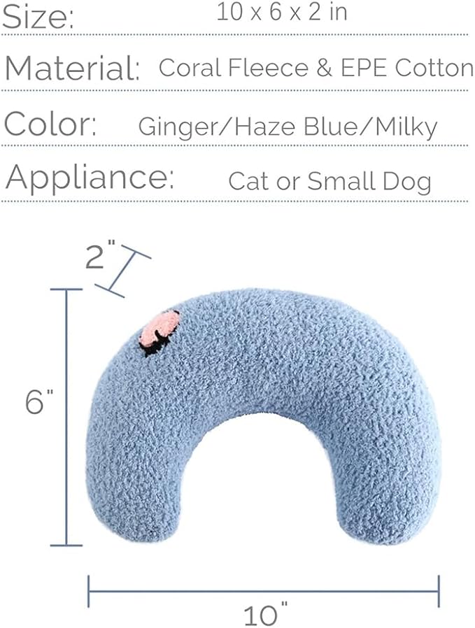Cat Pillow, Small Pet Sleeping Pillow U-Shaped Ultra Soft Fluffy Cat Pillows for Indoor Cats Dog Neck Pillow Small Pet Toys Yellow