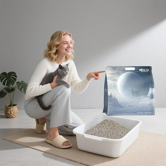 Natural Sodium-Based Raw Mineral Cat Litter | Dust-Free, Ultra Absorbent, Odor Control | Eco-Friendly, Low Tracking, Clumping Cat Litter 9.9LBS (9.9LBS_Platinum)
