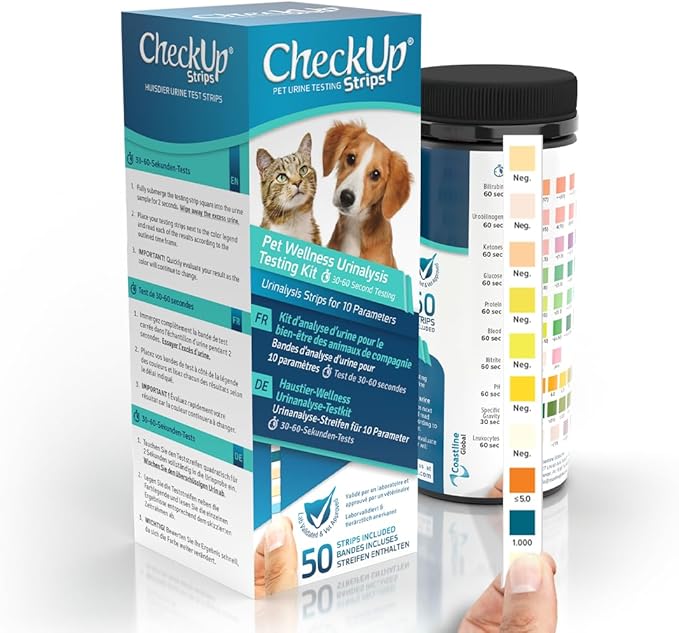CheckUp Testing Strips x 50 (10 Parameters Urine Test Strips for Cats & Dogs)