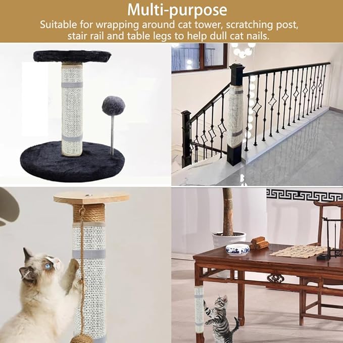 Cat Nail File Scratcher Wrapped Around a Cat Scratching Post, 16.73"×13.38" Sisal Cat Scratch Pad with 80 Aluminum Oxide Grit, Nail File for Cats Can Help to Trim Your Cat's Nails