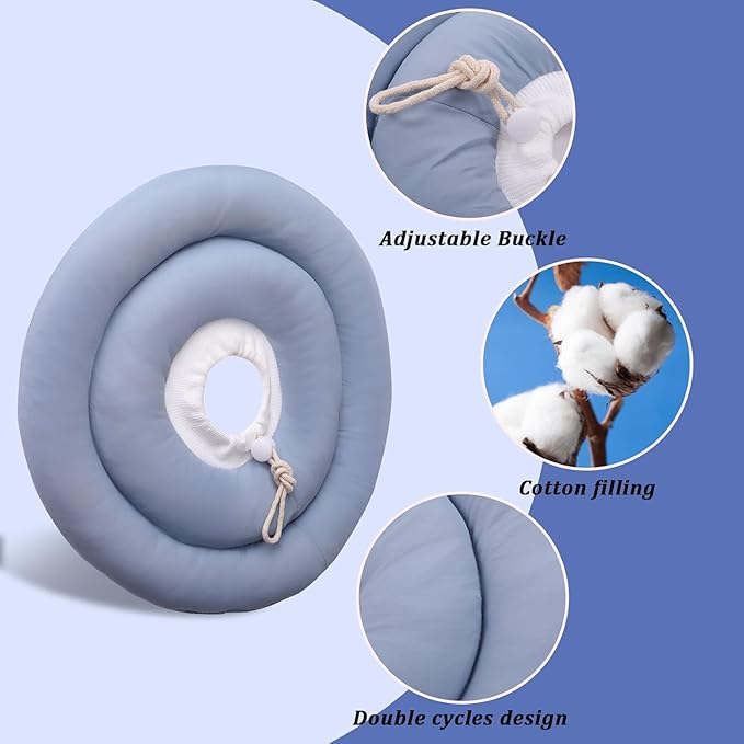 IDOMIK Dog Recovery Collar, Waterproof Soft Dog Cone After Surgery, Comfy Protective Elizabethan Collar Alternative for Dogs Cats, Adjustable Pet Neck Donut Cone Anti-Licking Biting Wounds,Blue,3XL