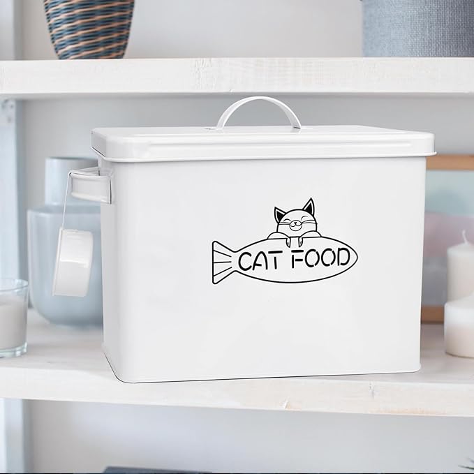 Large Dog and Cat Food Storage Container, Farmhouse Pet Food Storage Containers with Lid and Dry Food Scoop, Durable Airtight Cat Food Container, Great Gift for Pet Owners