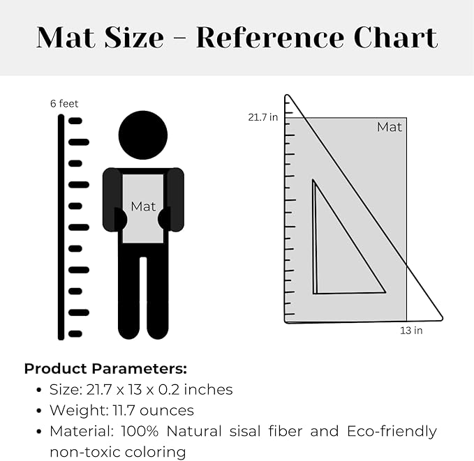 Sisal Cat Scratcher Post Mat (Use on Wall, Couch and Carpet), Shedding-Resistant Scratching Surface - 21.7x13 with Adhesives, Pads and Twist Pins (Meowdrian)