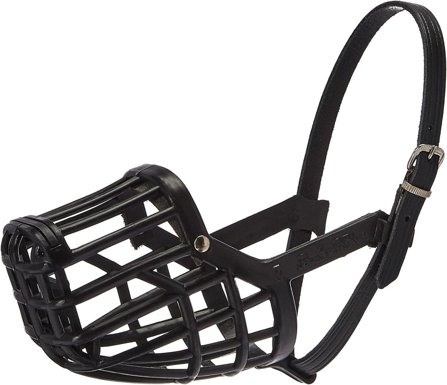Leather Brothers Italian Basket Dog Muzzle, Adjustable Secure Fit, Comfortable Design, Training and Safety, Averts Biting, Prevents Chewing and Scavenging, Perfect for Grooming - Black, Size 6