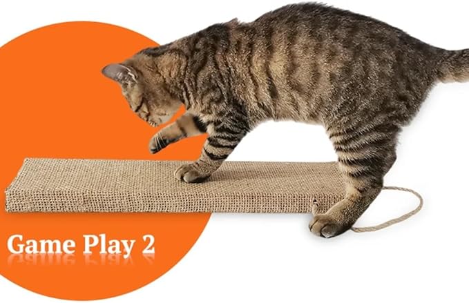 Generic Rectangle Cat Scratch Pad, Hanging Interactive Cat Toy for Indoor Cats, Small, Brown
