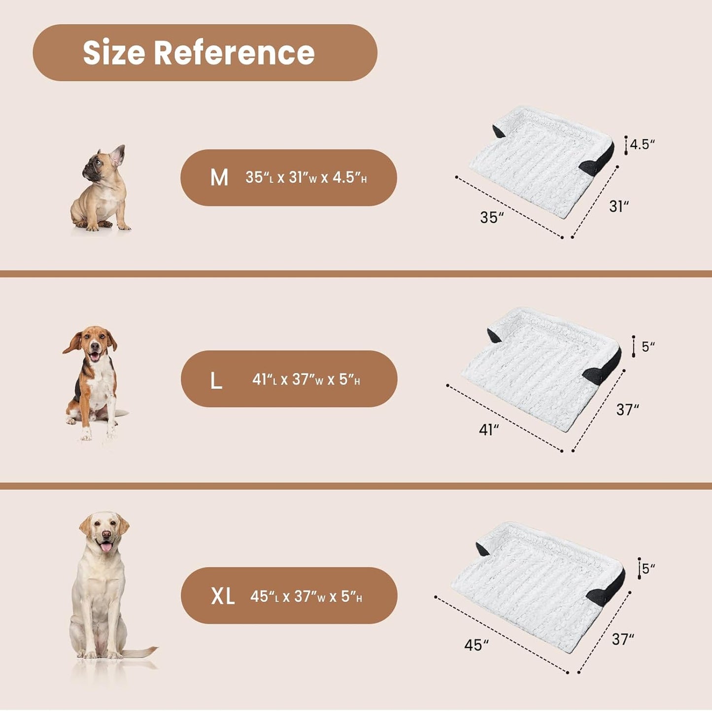 Calming Extra Large Dog Couch Bed, 45 x 37 inch Waterproof Memory Foam Dog Bed for Couch, Durable Fluffy Fuzzy Dog Bed Mats with Washable Removable Cover Protector for Sofa, Bedside - Grey