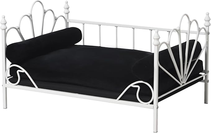 Pet Sofa Bed, Cat Bed,Dog Bed,Cat Couch,Pet Couch,Metal Frame and Detached Velvet Cushion，Cool Dog Couch for Small Cats &Dogs&Puppy Summer Using (White)