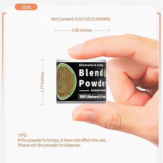 Catnip & Silvervine Powder – 15g Blend of Silver Vine Gall Fruit & Pure Catnip, Non-Addictive, Suitable for All Cat Ages, Multi-Play Use for Cat Toys, Scratchers & Protecting Furniture