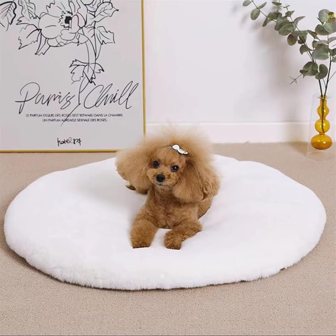 SHENGOCASE Round 23.6" Faux Rabbit Fur Cat Dog Bed Cushion Pad Mat, Cat Tree Tower Replacement Cushion Pad for Window Perch Carrier House Cage Crate Kennel Furniture