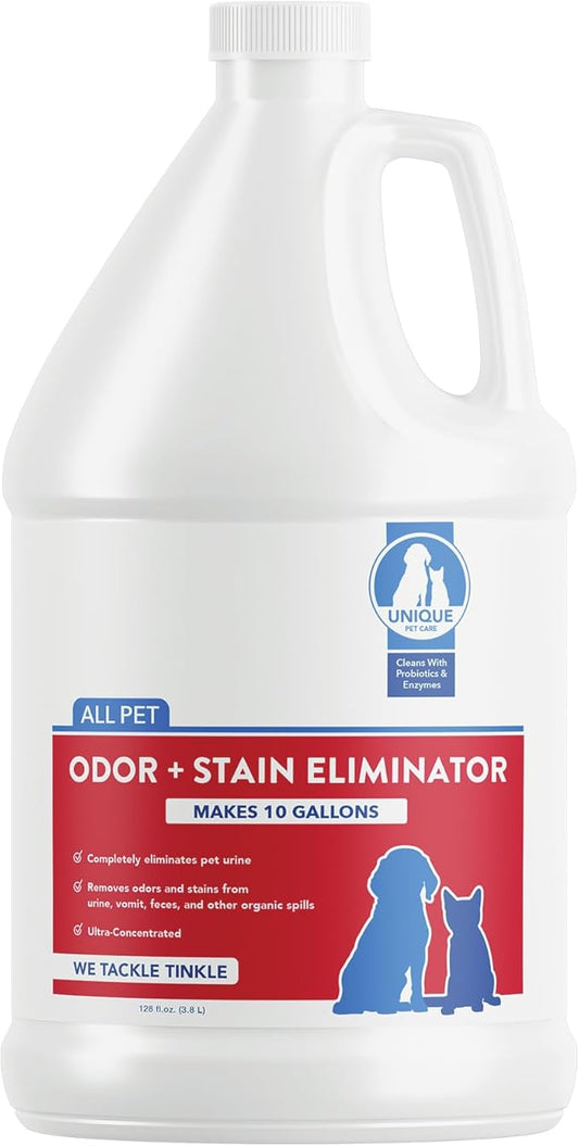 Unique Pet Odor and Stain Eliminator Liquid Concentrate - Makes Over 10 Gallons - Eliminates Pet Odors and Stains (128 oz)