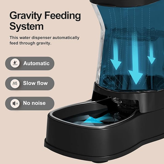 Gardner Pet Automatic Dog Water Dispenser Gravity Stainless Steel Water Waterer Feeder, 100% BPA-Free Large Capacity Water Feeding Bowls for Medium & Large-Sized Dogs Cats Other Pets -(1 Gallon)