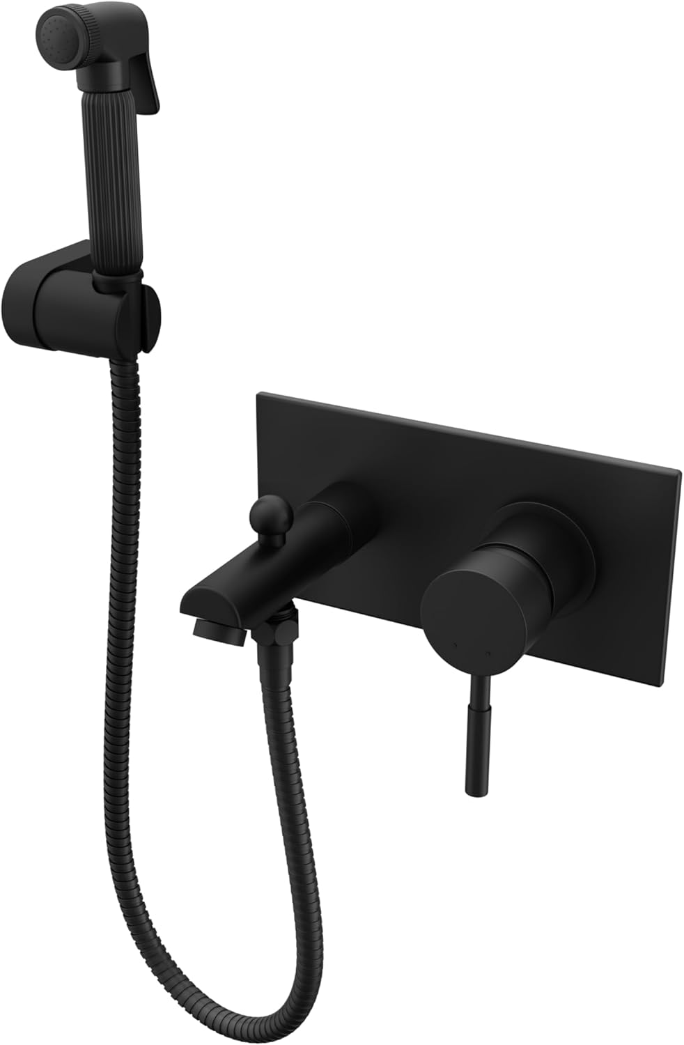 Laurel Mountain Odie 36" x 27" x 36" AcrylX Alcove Center Drain One-Piece Pet Shower in White with Hand-Held Sprayer in Matte Black