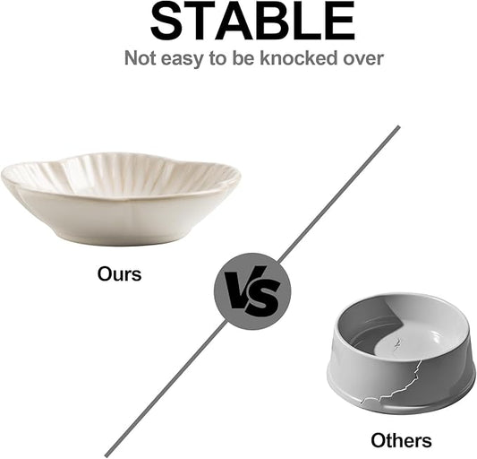 Cat Food Bowls, Ceramic Cat Plates, Dish for Food, Water and Snack, 4.72 Inch, Indoor and Outdoor Use, Kitten Puppy and Small Animals Bowls Set of 3 (White)