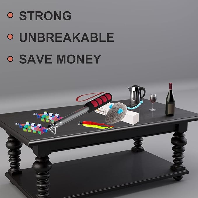 Bluemary 2 Cat Wand Toys & 4 Rainbow Feather String Toys - Engaging Interactive Play for Indoor Kittens and Cats - Ideal for Fun Exercise