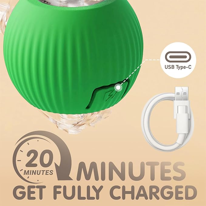 Rocfish Durable Interactive Cat Toys for Indoor Cats, Smart Automatic Cat Chase Ball Toy, Upgraded Speedy Tail Kitten Toy for Bored Indoor Adult Pets (Green)