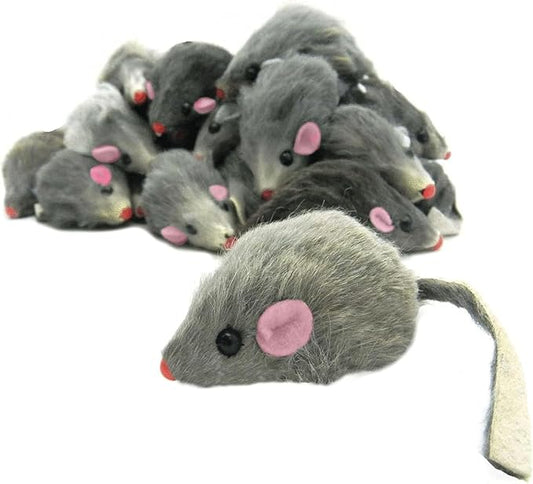 5 Pcs Gray Fur Rattle Mouse Cat Toy Mice Animal Toy Pet Supplies Furry Play Combo - Cat Toy Mix