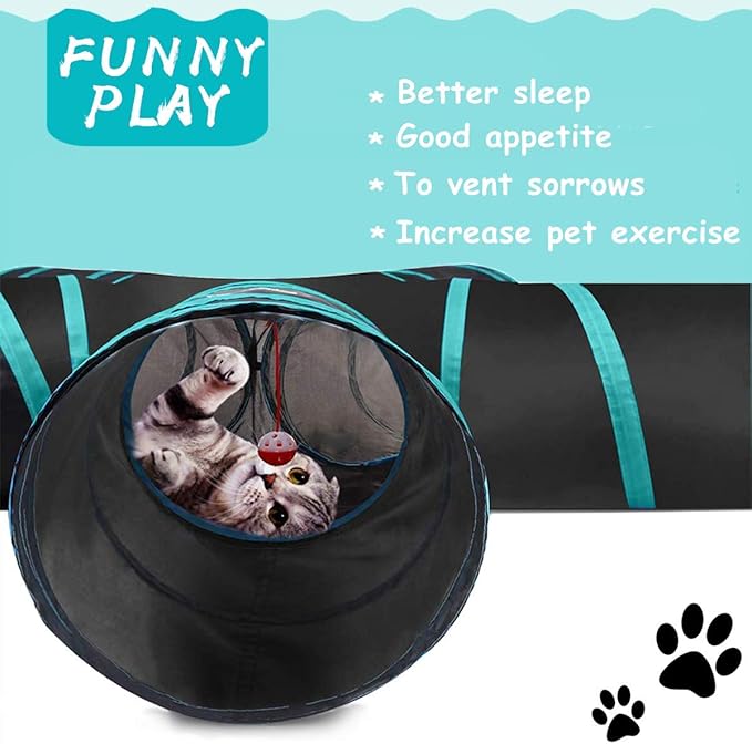 Cat Tunnel Toy 5 Way, Collapsible Cat Playhouse Pet Play Tunnel Tube with Storage Bag for Cats, Puppy, Rabbits, Ferret, Guinea Pig, Indoor and Outdoor Use