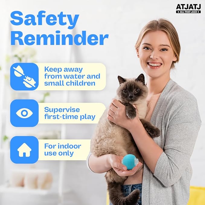 Interactive Cat Balls Toys for Indoor Cats, Automated Smart Ball Cat Toy with Elastic Mesh Tail, 3-Speed Rechargeable Rolling Kitten Toy, Electronic Mental Stimulating Self Play Pet Ball for Fun