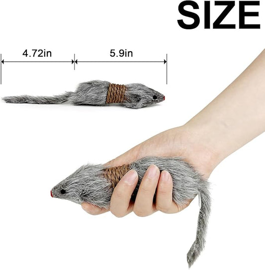 TTcat 2Pcs Cat Mice Toys,Faux Fur Cat Large Size Mice Toys with Plastic Body, Interactive Catch Play Mouse Toy for Indoor Cats and Kittens.