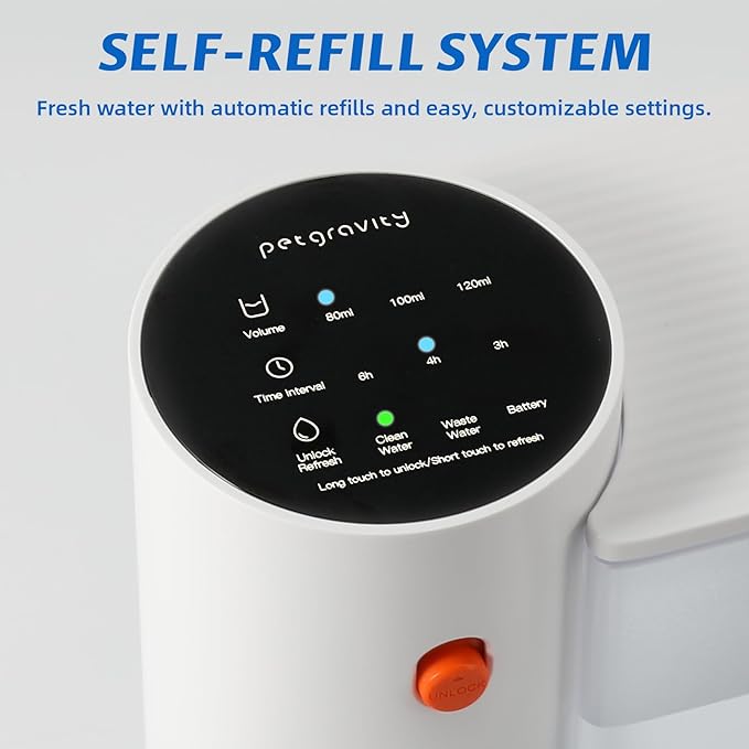 Smart Pet Water Fountain, Wireless Cat Water Fountain No Filter Needed 3L/106oz Large Capacity Rechargeable Automatic Pet Gravity Water Dispenser for Cats and Small Dogs Drinking Always Fresh Design