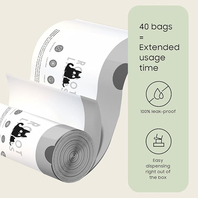 Cat Litter Box Robot 4 and 3 Waste Bags, 40 Pack Automatic Litter Box Bags, Thick Heavy Duty Cat Litter Box Liner Bags 25.2 X 15.7 IN