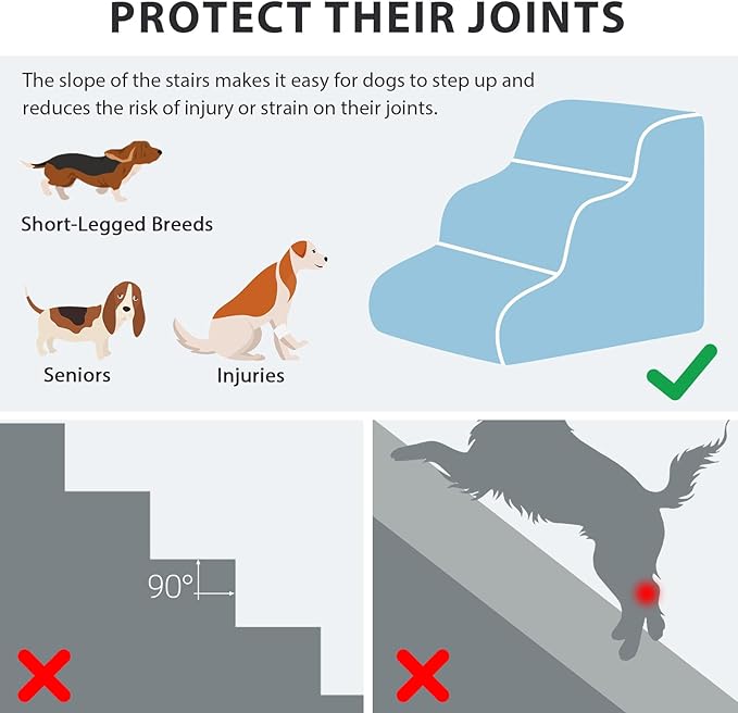 Dog Stairs for High Beds with Tunnel, 4-Step Dog Steps for Small Dogs and Cats, Foldable Pet Stairs for High Bed Climbing, Non-Slip Balanced Pet Step Indoor, Beige