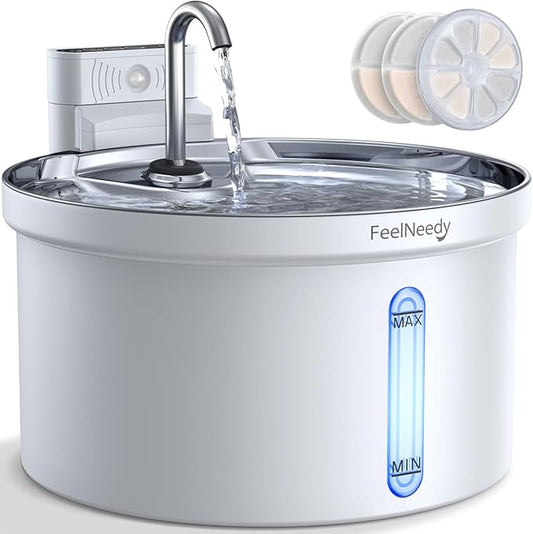 Wireless Cat Water Fountain [Water & Battery Separation] FEELNEEDY Automatic Pet Water Dispenser with Motion Sensor, 3.5L/118oz 4000mAh Battery Operated Water Fountains for Cats Dogs