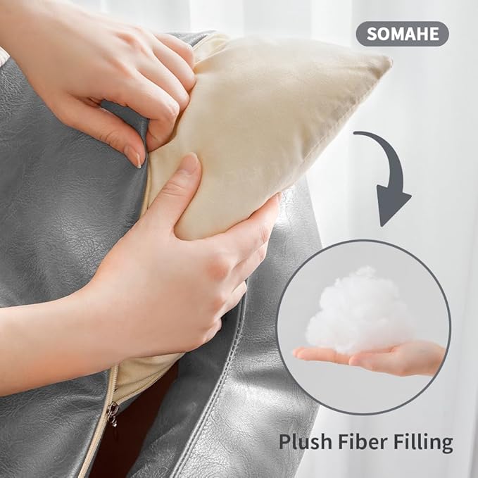 Premium Leather Cat Bed for Indoor Cats Premium Small Dog Bed Pet Nest with Anti-Slip Base Ultra Soft Texture for Comfortable Rest 24 × 18 × 9 inch Grey