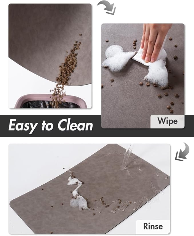 MontVoo-Absorbent Pet Feeding Mat-No Stains Pet Mat for Food and Water Bowl-Quick Dry Cat & Dog Food Mat Water Dispenser Mat-Pet Supplies Mat-Dog Water Bowl Mat for Messy Drinker Brown