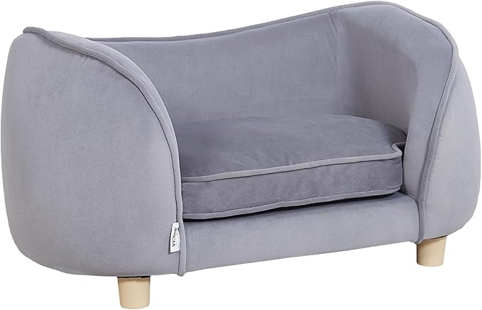 VEVOR Dog Bed, Dog Couch Pet Sofa for Small Dogs and Cats, Soft Velvety Washable Pet Couch and Chair, 60 lbs Load Capacity, Gray