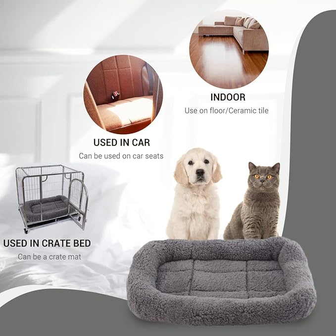 PETLESO Small Cat Bed Mat Plush Pet Cushion, 15" x 10" Cat Pad with Cozy Pillow Around for Indoor Pets, Pup Curl Sleep Self Warming Mat for Crate Carrier/Outdoor Pet Houses, Non-Slip Bottom, Small