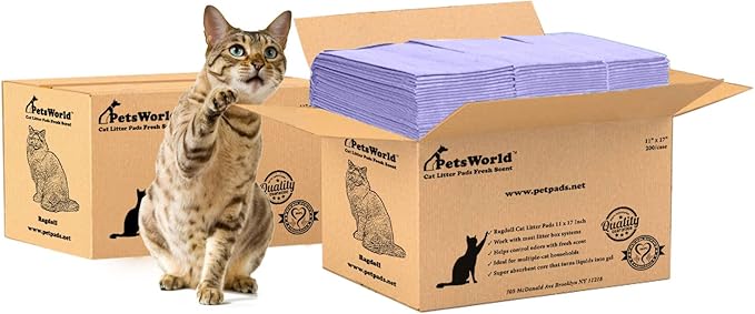 PETSWORLD Fresh Scented Cat Pads Refills for Tidy Cats Breeze Litter System 400 Pads for Cat Litter Box, 16.9x11.4 Inch