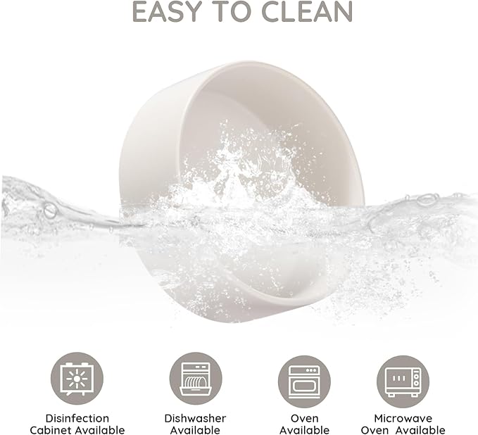 SPUNKYJUNKY 28.7OZ Ceramic Dog and Cat Bowl, Modern Cute Weighted Food Water Bowl for Replacement White (1 Pack)