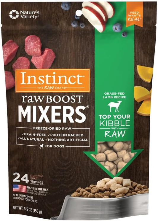 Instinct Raw Boost Mixers, Freeze Dried Dog Food Topper, Grain Free - Grass Fed Lamb, 5.5 oz. Bag