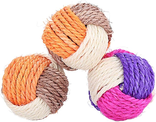 6Pcs Cat Toy Sisal Ball Pet Scratching Ball Chew Eco-Friendly Toy Pets Interactive Toy Bite and Wear Resistant(Random Color)